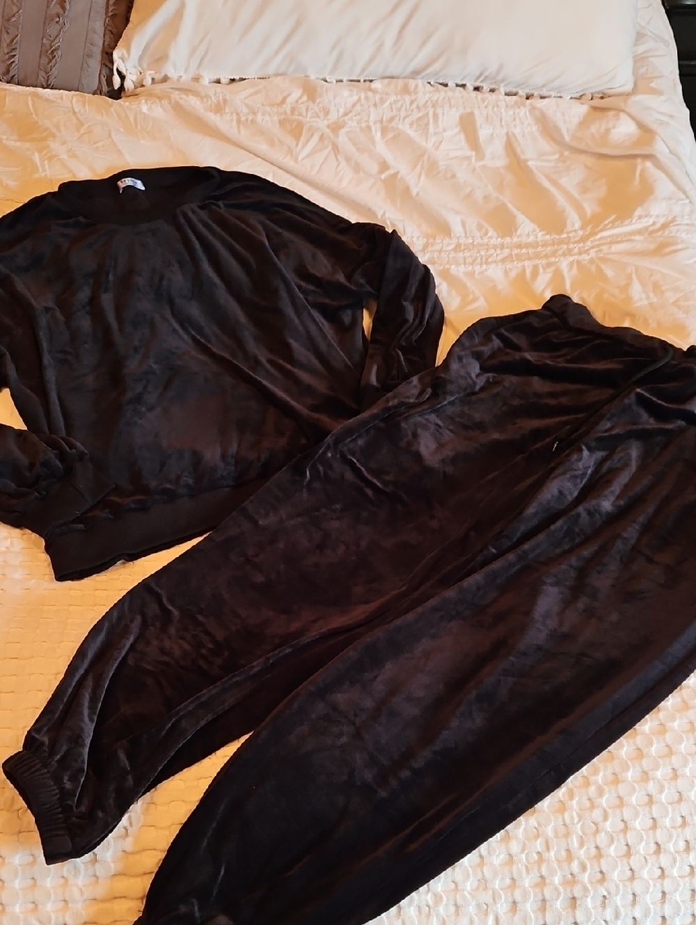 Velvet Lounge Set - Black Cozy Two-Piece Xxl